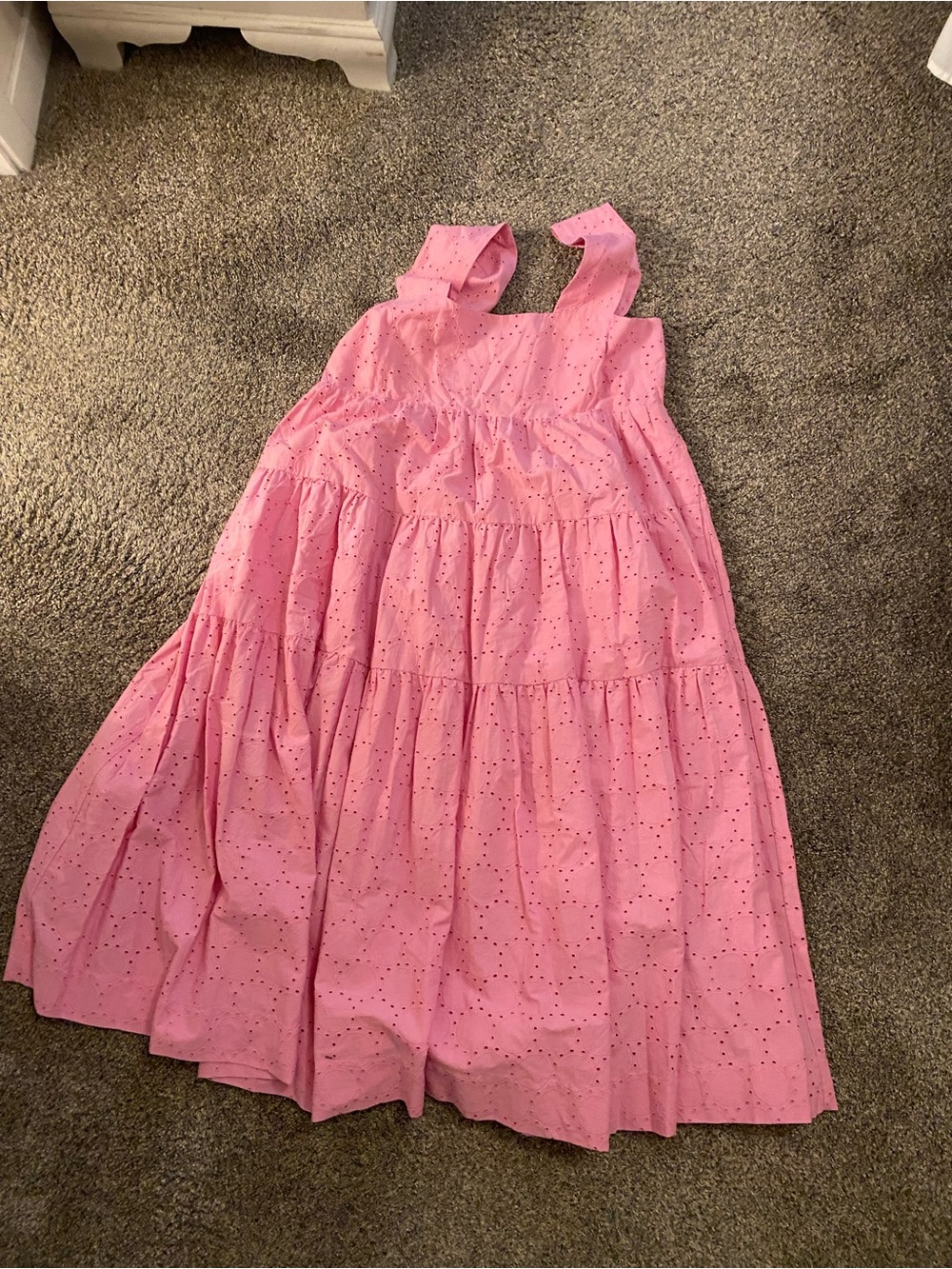 Anthropologie Pink Eyelet Tiered Sundress